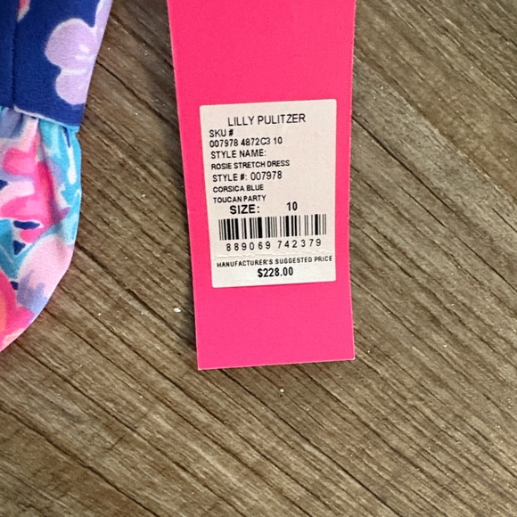 NWT Lilly Pulitzer Dress Womens 10 Rosie Stretch Corsica Blue Toucan Party - Picture 3 of 3